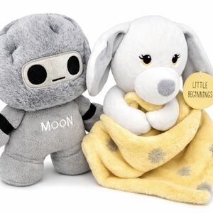 Moon and Little Beginnings Plush Toy Set - Gray and Yellow